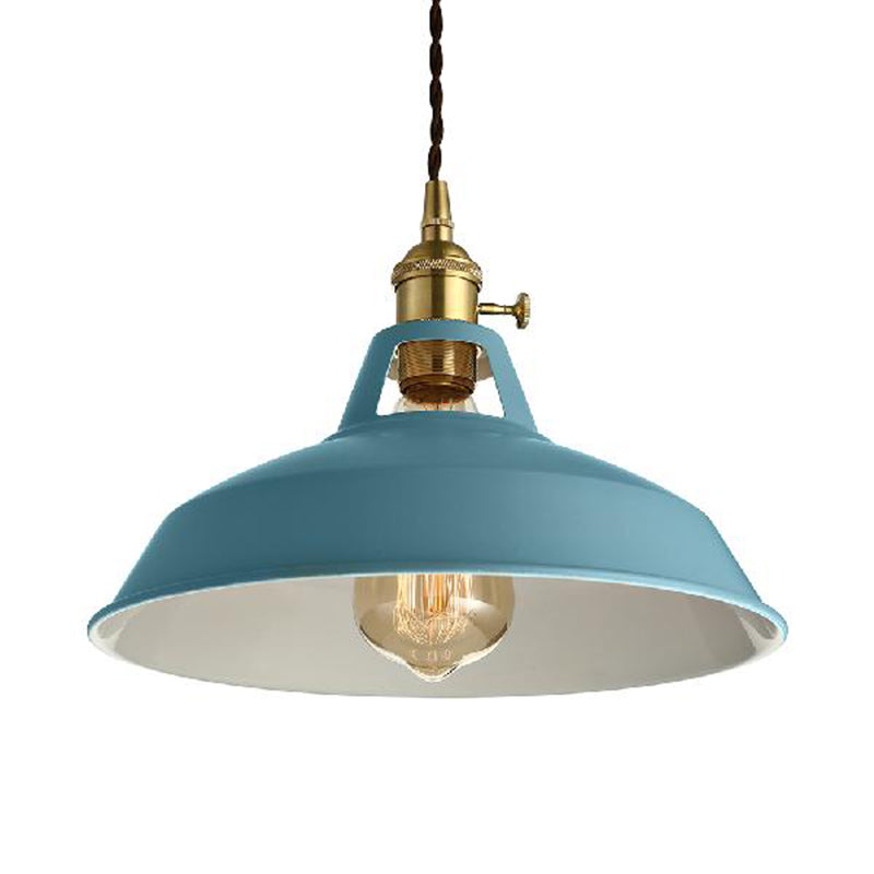 Loft Style Barn Shade Hanging Light 1 Light Metal Pendant Lighting in Blue/Green for Dining Room Clearhalo 'Ceiling Lights' 'Modern Pendants' 'Modern' 'Pendant Lights' 'Pendants' Lighting' 1207543