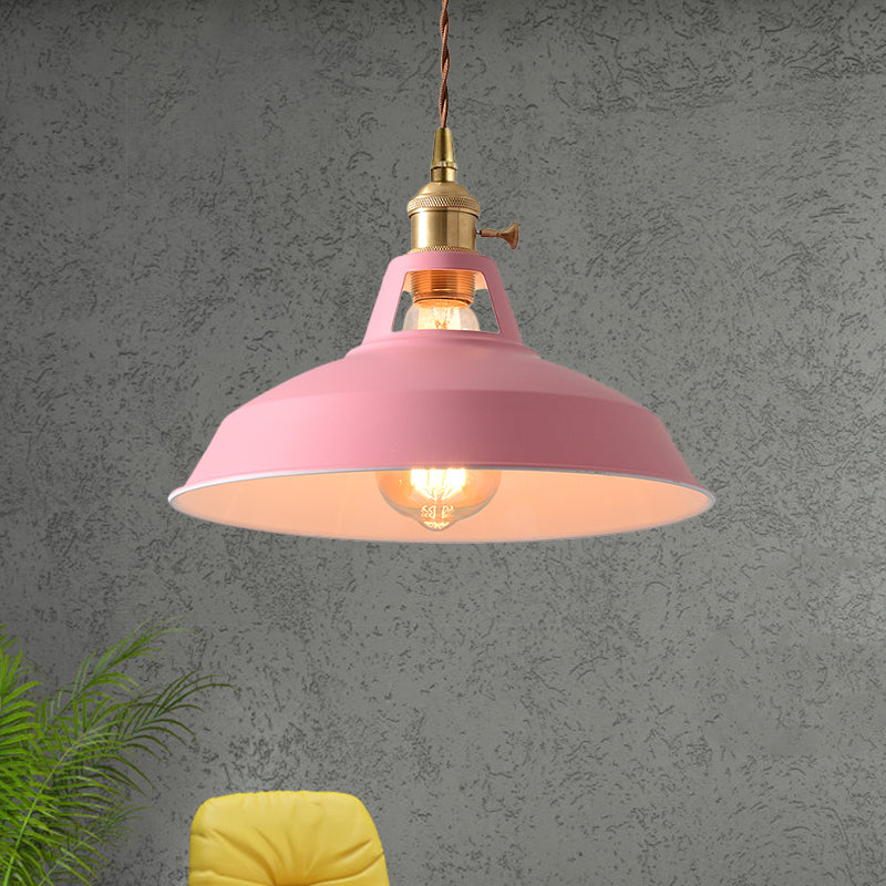 Loft Style Barn Shade Hanging Light 1 Light Metal Pendant Lighting in Blue/Green for Dining Room Clearhalo 'Ceiling Lights' 'Modern Pendants' 'Modern' 'Pendant Lights' 'Pendants' Lighting' 1207546