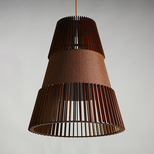 1 Light Restaurant Pendant Lighting with Conical Bamboo Shade Modernist Brown Hanging Ceiling Light Clearhalo 'Ceiling Lights' 'Pendant Lights' 'Pendants' Lighting' 120763