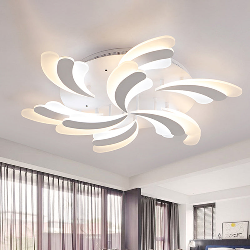 Acrylic Windmill Ceiling Lamp Modern 3/5/9 Lights White Flush Mount Light Fixture in Warm/White/Natural Light 9 White Clearhalo 'Ceiling Lights' 'Close To Ceiling Lights' 'Close to ceiling' 'Semi-flushmount' Lighting' 1207777