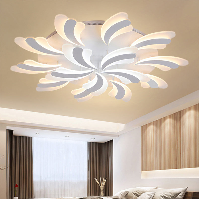 Acrylic Windmill Ceiling Lamp Modern 3/5/9 Lights White Flush Mount Light Fixture in Warm/White/Natural Light 15 White Clearhalo 'Ceiling Lights' 'Close To Ceiling Lights' 'Close to ceiling' 'Semi-flushmount' Lighting' 1207787