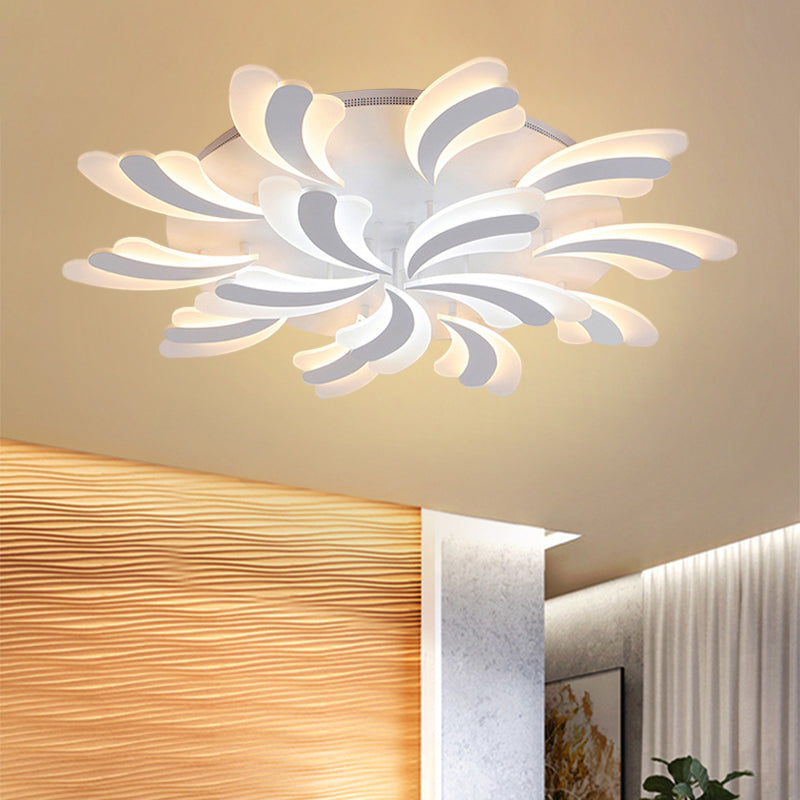 Acrylic Windmill Ceiling Lamp Modern 3/5/9 Lights White Flush Mount Light Fixture in Warm/White/Natural Light Clearhalo 'Ceiling Lights' 'Close To Ceiling Lights' 'Close to ceiling' 'Semi-flushmount' Lighting' 1207788