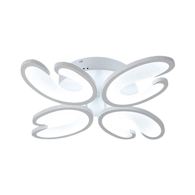 4/6/9 Heads Bedroom Ceiling Light Fixture with U-Shaped Acrylic Shade White Flush Mount Lamp in Warm/White/Natural Light Clearhalo 'Ceiling Lights' 'Close To Ceiling Lights' 'Close to ceiling' 'Semi-flushmount' Lighting' 1207795