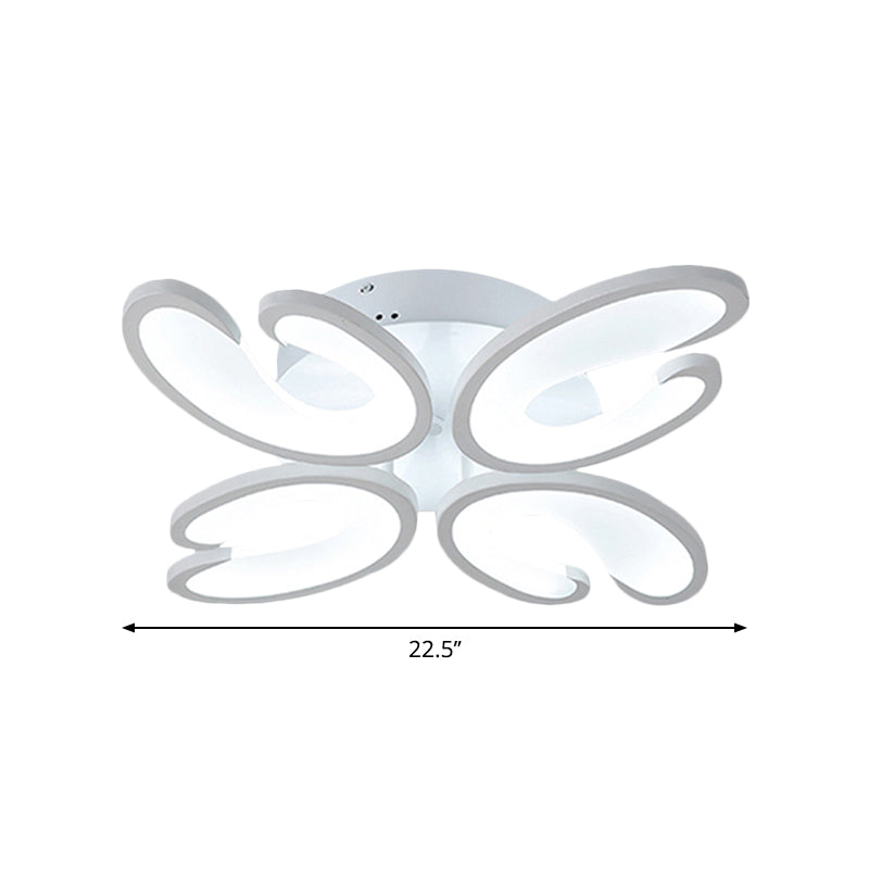 4/6/9 Heads Bedroom Ceiling Light Fixture with U-Shaped Acrylic Shade White Flush Mount Lamp in Warm/White/Natural Light Clearhalo 'Ceiling Lights' 'Close To Ceiling Lights' 'Close to ceiling' 'Semi-flushmount' Lighting' 1207796