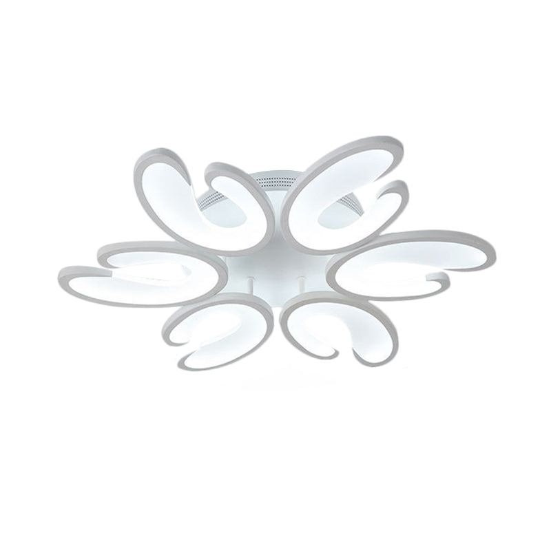 4/6/9 Heads Bedroom Ceiling Light Fixture with U-Shaped Acrylic Shade White Flush Mount Lamp in Warm/White/Natural Light Clearhalo 'Ceiling Lights' 'Close To Ceiling Lights' 'Close to ceiling' 'Semi-flushmount' Lighting' 1207800