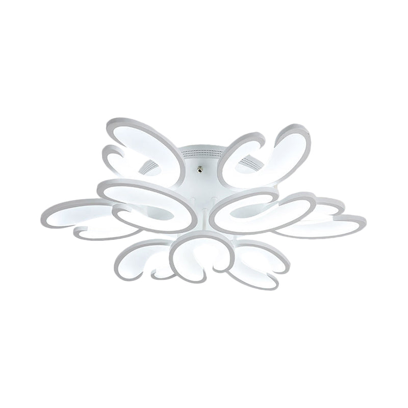 4/6/9 Heads Bedroom Ceiling Light Fixture with U-Shaped Acrylic Shade White Flush Mount Lamp in Warm/White/Natural Light Clearhalo 'Ceiling Lights' 'Close To Ceiling Lights' 'Close to ceiling' 'Semi-flushmount' Lighting' 1207805