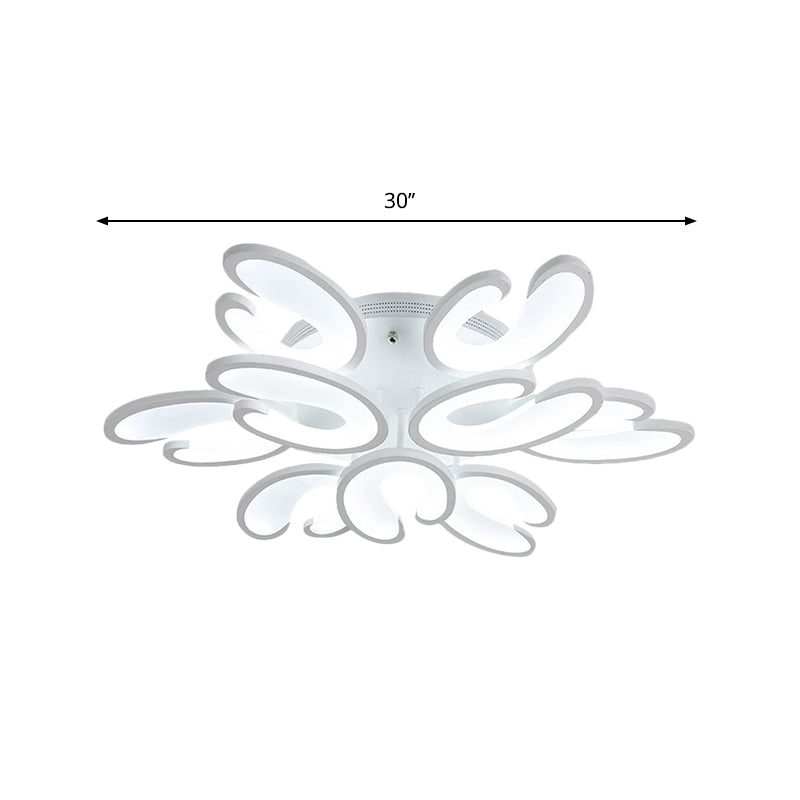 4/6/9 Heads Bedroom Ceiling Light Fixture with U-Shaped Acrylic Shade White Flush Mount Lamp in Warm/White/Natural Light Clearhalo 'Ceiling Lights' 'Close To Ceiling Lights' 'Close to ceiling' 'Semi-flushmount' Lighting' 1207806