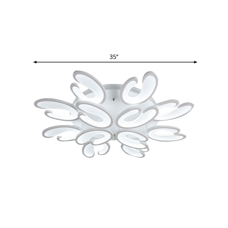 4/6/9 Heads Bedroom Ceiling Light Fixture with U-Shaped Acrylic Shade White Flush Mount Lamp in Warm/White/Natural Light Clearhalo 'Ceiling Lights' 'Close To Ceiling Lights' 'Close to ceiling' 'Semi-flushmount' Lighting' 1207811