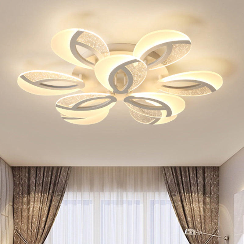 Simple 3/5/9 Lights Flush Mount Light with Acrylic Shade White Fan Ceiling Light Fixture in Warm/White/Natural Light 9 White Clearhalo 'Ceiling Lights' 'Close To Ceiling Lights' 'Close to ceiling' 'Semi-flushmount' Lighting' 1207827