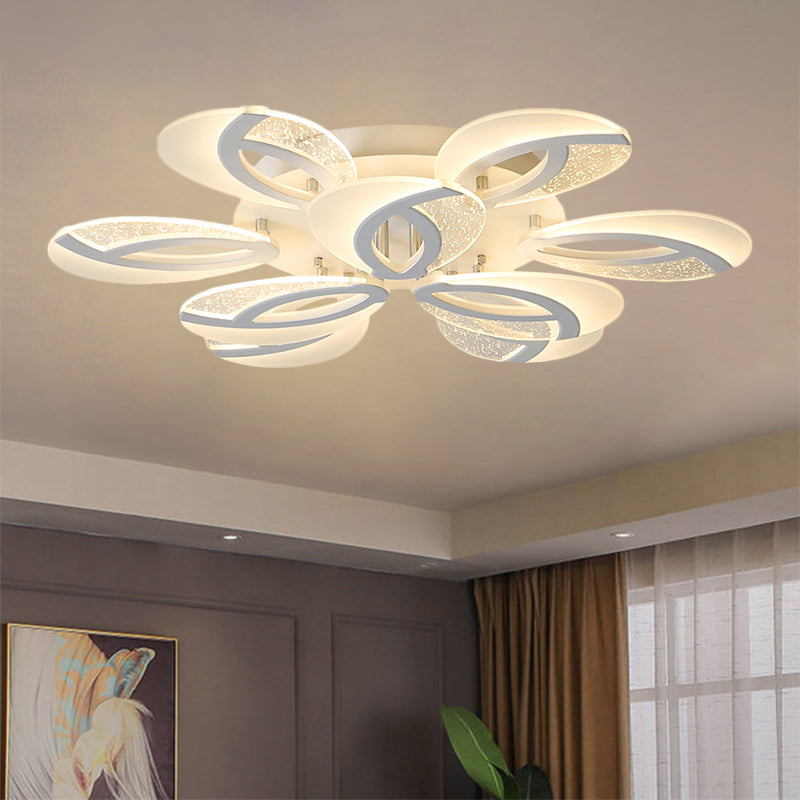 Simple 3/5/9 Lights Flush Mount Light with Acrylic Shade White Fan Ceiling Light Fixture in Warm/White/Natural Light Clearhalo 'Ceiling Lights' 'Close To Ceiling Lights' 'Close to ceiling' 'Semi-flushmount' Lighting' 1207828