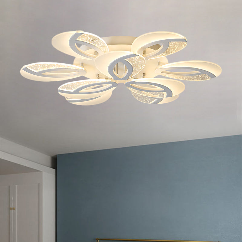 Simple 3/5/9 Lights Flush Mount Light with Acrylic Shade White Fan Ceiling Light Fixture in Warm/White/Natural Light Clearhalo 'Ceiling Lights' 'Close To Ceiling Lights' 'Close to ceiling' 'Semi-flushmount' Lighting' 1207829