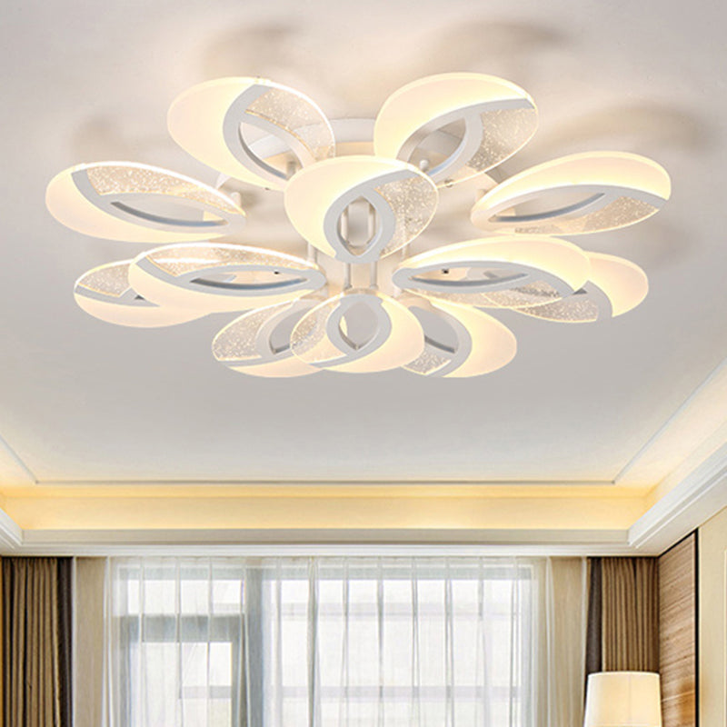 Simple 3/5/9 Lights Flush Mount Light with Acrylic Shade White Fan Ceiling Light Fixture in Warm/White/Natural Light 12 White Clearhalo 'Ceiling Lights' 'Close To Ceiling Lights' 'Close to ceiling' 'Semi-flushmount' Lighting' 1207832