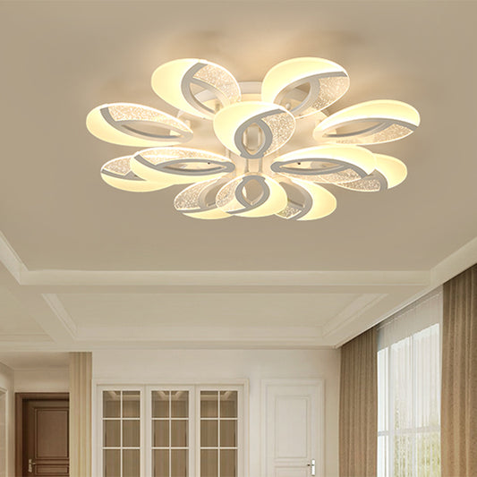 Simple 3/5/9 Lights Flush Mount Light with Acrylic Shade White Fan Ceiling Light Fixture in Warm/White/Natural Light Clearhalo 'Ceiling Lights' 'Close To Ceiling Lights' 'Close to ceiling' 'Semi-flushmount' Lighting' 1207833