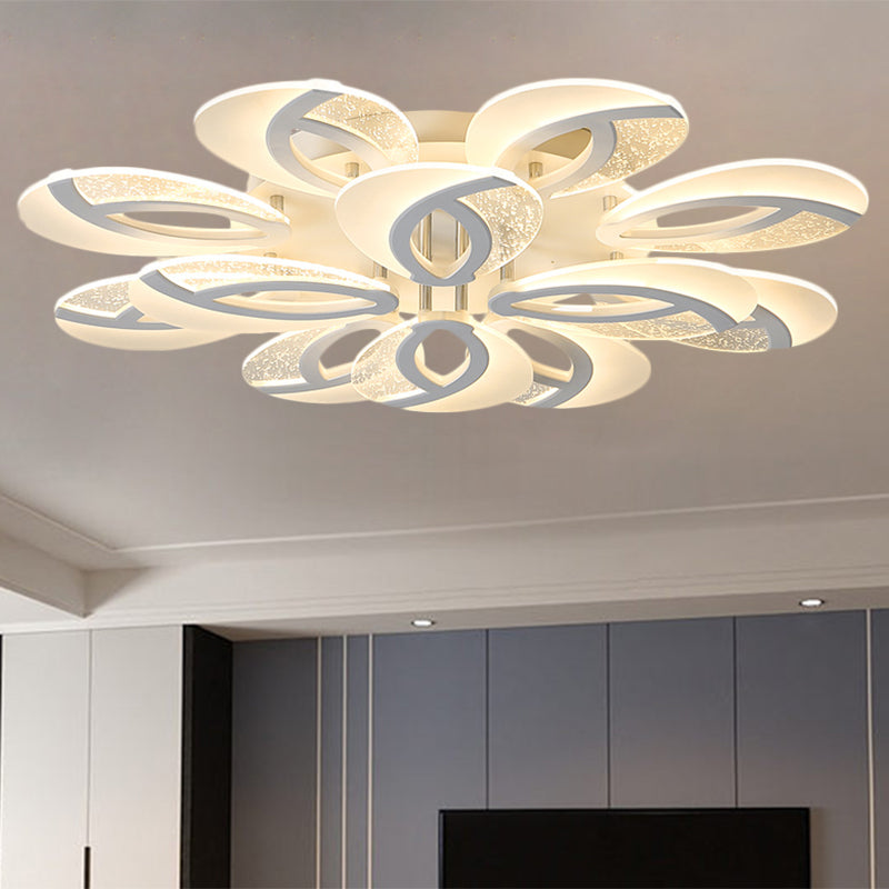 Simple 3/5/9 Lights Flush Mount Light with Acrylic Shade White Fan Ceiling Light Fixture in Warm/White/Natural Light Clearhalo 'Ceiling Lights' 'Close To Ceiling Lights' 'Close to ceiling' 'Semi-flushmount' Lighting' 1207834