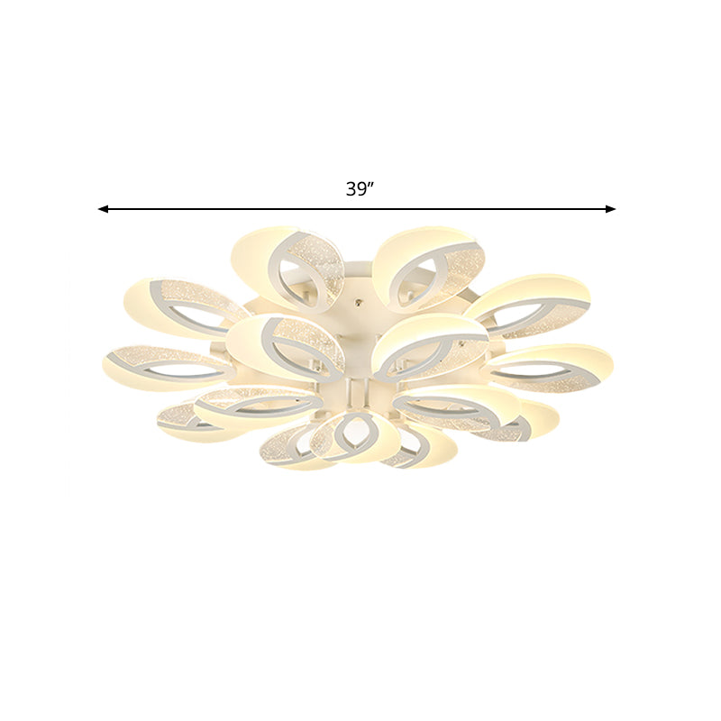 Simple 3/5/9 Lights Flush Mount Light with Acrylic Shade White Fan Ceiling Light Fixture in Warm/White/Natural Light Clearhalo 'Ceiling Lights' 'Close To Ceiling Lights' 'Close to ceiling' 'Semi-flushmount' Lighting' 1207841