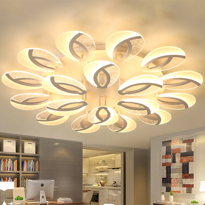 Simple 3/5/9 Lights Flush Mount Light with Acrylic Shade White Fan Ceiling Light Fixture in Warm/White/Natural Light 18 White Clearhalo 'Ceiling Lights' 'Close To Ceiling Lights' 'Close to ceiling' 'Semi-flushmount' Lighting' 1207842