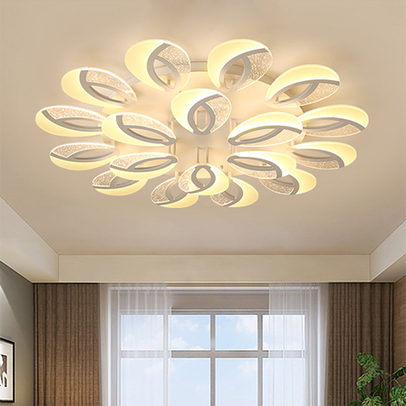 Simple 3/5/9 Lights Flush Mount Light with Acrylic Shade White Fan Ceiling Light Fixture in Warm/White/Natural Light Clearhalo 'Ceiling Lights' 'Close To Ceiling Lights' 'Close to ceiling' 'Semi-flushmount' Lighting' 1207843