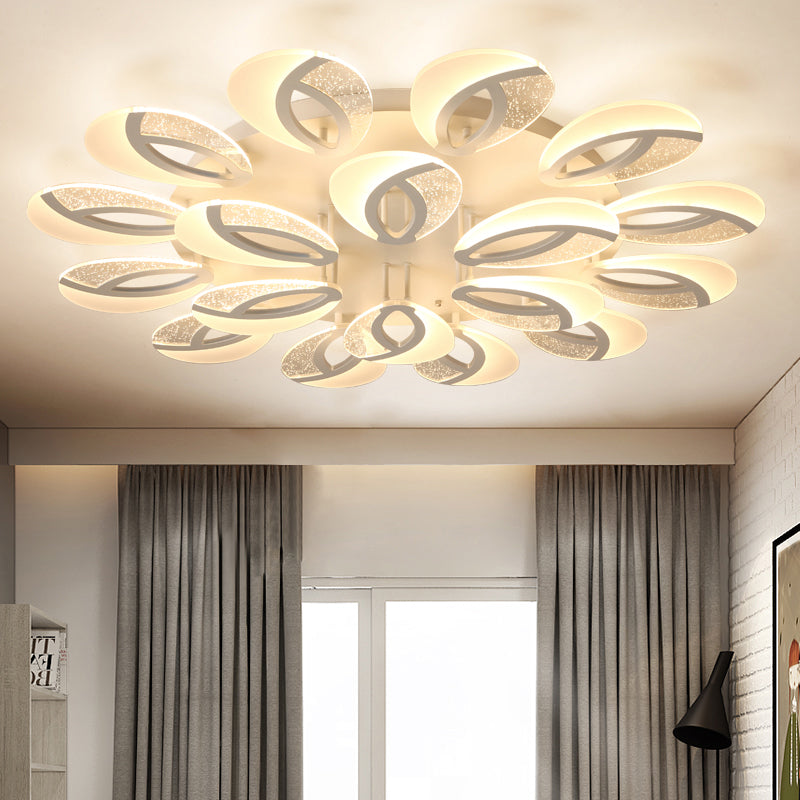 Simple 3/5/9 Lights Flush Mount Light with Acrylic Shade White Fan Ceiling Light Fixture in Warm/White/Natural Light Clearhalo 'Ceiling Lights' 'Close To Ceiling Lights' 'Close to ceiling' 'Semi-flushmount' Lighting' 1207844