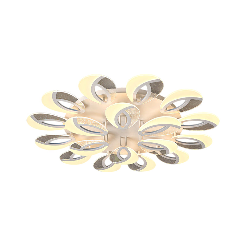 Simple 3/5/9 Lights Flush Mount Light with Acrylic Shade White Fan Ceiling Light Fixture in Warm/White/Natural Light Clearhalo 'Ceiling Lights' 'Close To Ceiling Lights' 'Close to ceiling' 'Semi-flushmount' Lighting' 1207845