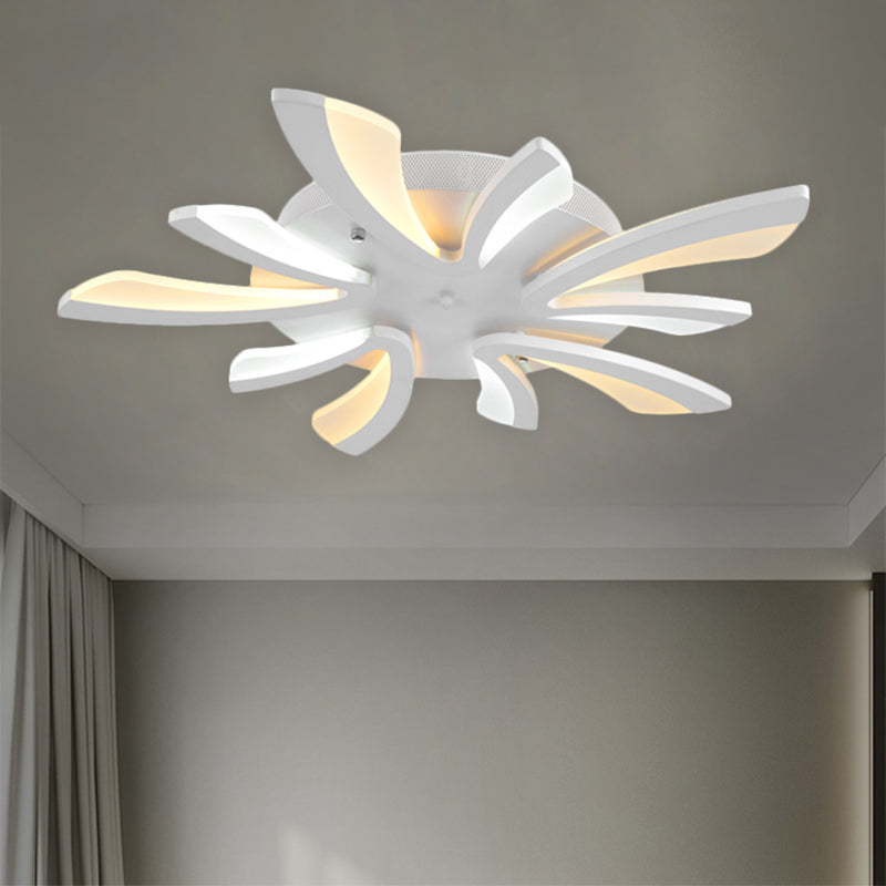 Modern Dandelion Flush Mount Light Acrylic 3/5/9 Lights Living Room Ceiling Light Fixture in Warm/White Light 5 White Clearhalo 'Ceiling Lights' 'Close To Ceiling Lights' 'Close to ceiling' 'Semi-flushmount' Lighting' 1207862