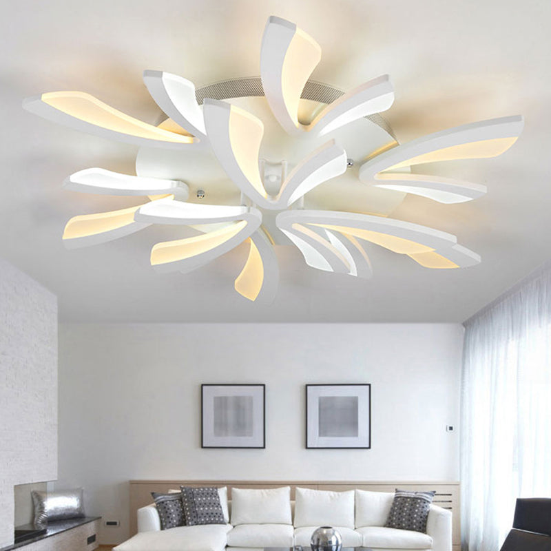 Modern Dandelion Flush Mount Light Acrylic 3/5/9 Lights Living Room Ceiling Light Fixture in Warm/White Light 9 White Clearhalo 'Ceiling Lights' 'Close To Ceiling Lights' 'Close to ceiling' 'Semi-flushmount' Lighting' 1207867