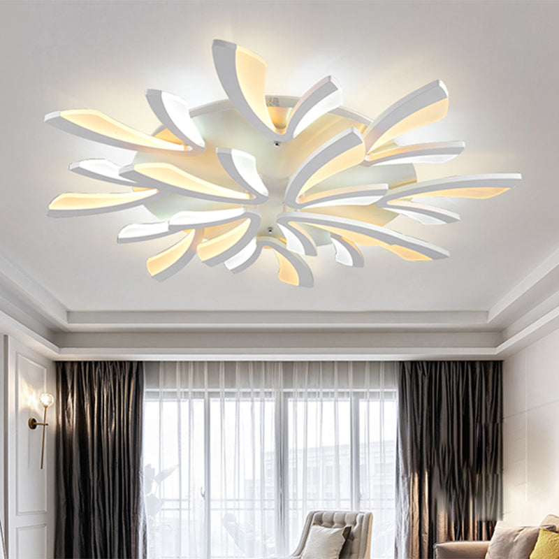 Modern Dandelion Flush Mount Light Acrylic 3/5/9 Lights Living Room Ceiling Light Fixture in Warm/White Light 12 White Clearhalo 'Ceiling Lights' 'Close To Ceiling Lights' 'Close to ceiling' 'Semi-flushmount' Lighting' 1207872