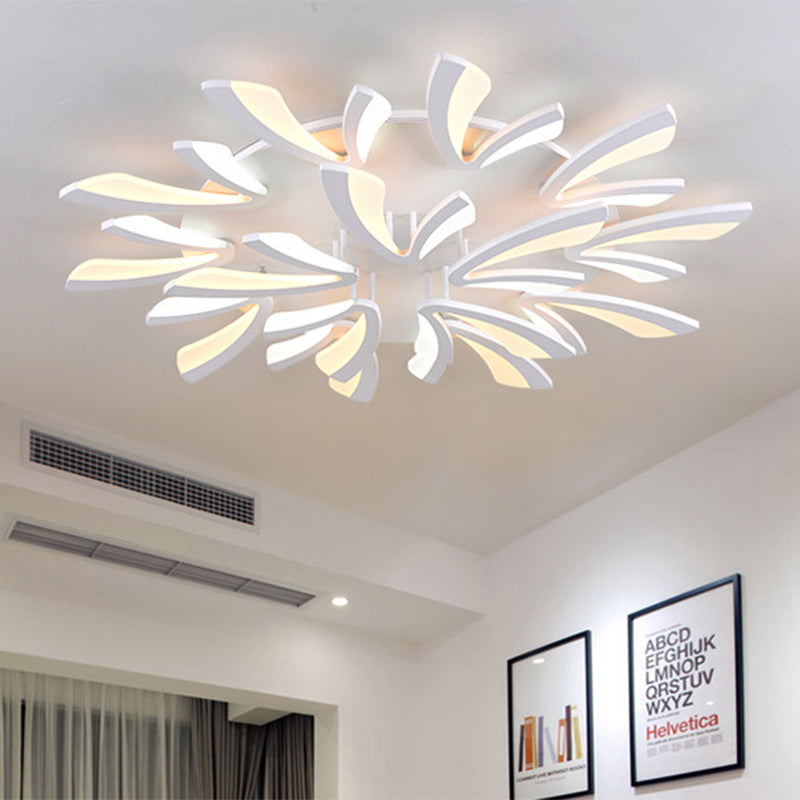 Modern Dandelion Flush Mount Light Acrylic 3/5/9 Lights Living Room Ceiling Light Fixture in Warm/White Light 15 White Clearhalo 'Ceiling Lights' 'Close To Ceiling Lights' 'Close to ceiling' 'Semi-flushmount' Lighting' 1207877