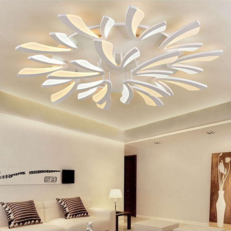 Modern Dandelion Flush Mount Light Acrylic 3/5/9 Lights Living Room Ceiling Light Fixture in Warm/White Light Clearhalo 'Ceiling Lights' 'Close To Ceiling Lights' 'Close to ceiling' 'Semi-flushmount' Lighting' 1207879