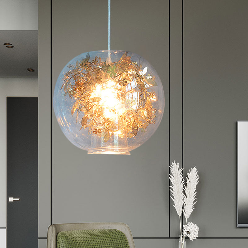 Shattered Leaves Pendant Lighting Modern Clear Glass 1 Light Silver/Gold Hanging Ceiling Lamp Clearhalo 'Ceiling Lights' 'Glass shade' 'Glass' 'Modern Pendants' 'Modern' 'Pendant Lights' 'Pendants' Lighting' 1207884