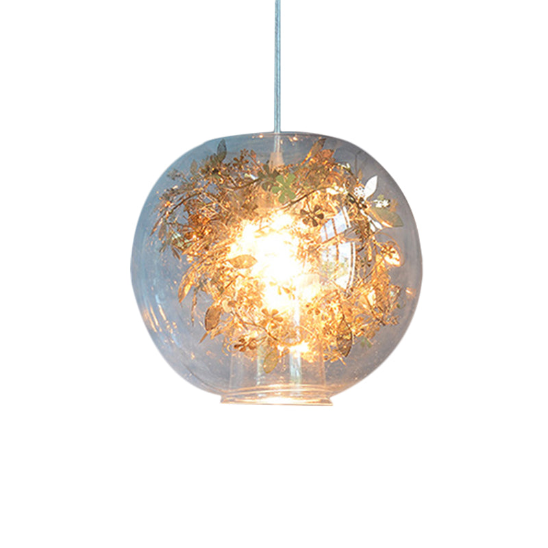 Shattered Leaves Pendant Lighting Modern Clear Glass 1 Light Silver/Gold Hanging Ceiling Lamp Clearhalo 'Ceiling Lights' 'Glass shade' 'Glass' 'Modern Pendants' 'Modern' 'Pendant Lights' 'Pendants' Lighting' 1207885