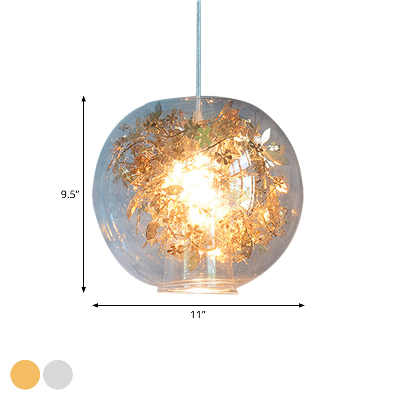 Shattered Leaves Pendant Lighting Modern Clear Glass 1 Light Silver/Gold Hanging Ceiling Lamp Clearhalo 'Ceiling Lights' 'Glass shade' 'Glass' 'Modern Pendants' 'Modern' 'Pendant Lights' 'Pendants' Lighting' 1207886