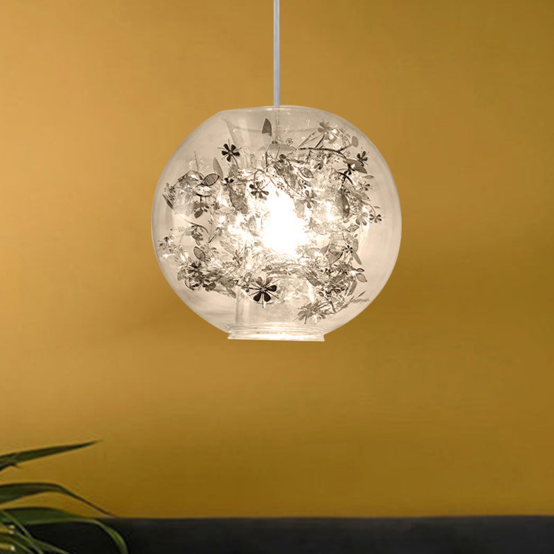 Shattered Leaves Pendant Lighting Modern Clear Glass 1 Light Silver/Gold Hanging Ceiling Lamp Clearhalo 'Ceiling Lights' 'Glass shade' 'Glass' 'Modern Pendants' 'Modern' 'Pendant Lights' 'Pendants' Lighting' 1207888