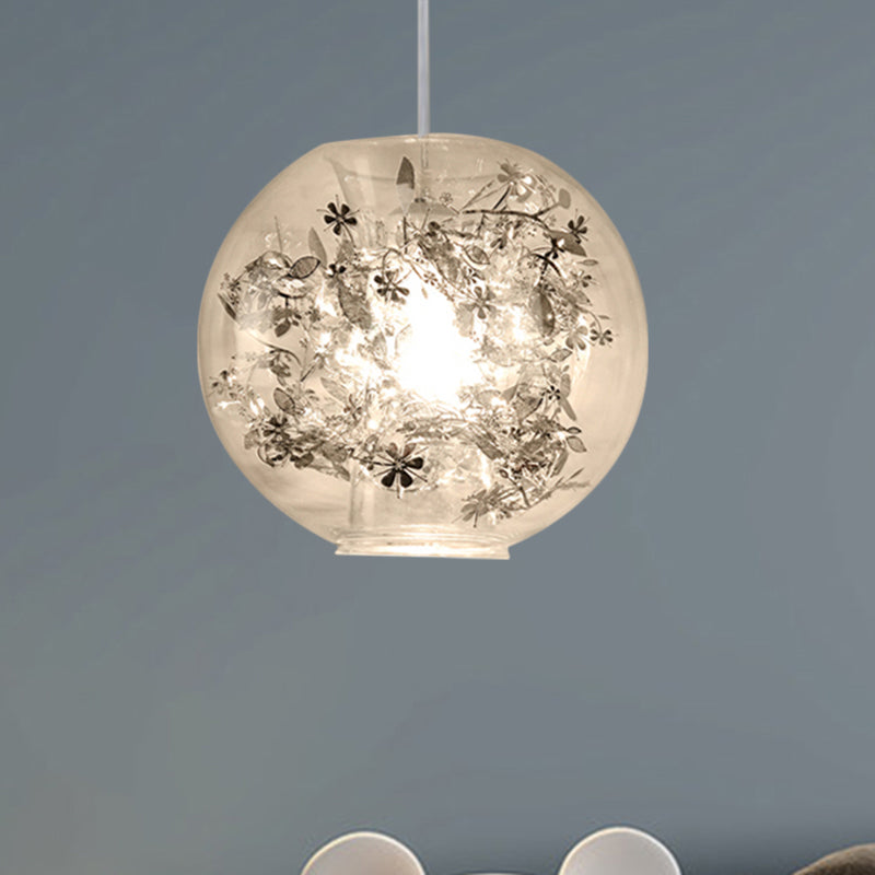 Shattered Leaves Pendant Lighting Modern Clear Glass 1 Light Silver/Gold Hanging Ceiling Lamp Clearhalo 'Ceiling Lights' 'Glass shade' 'Glass' 'Modern Pendants' 'Modern' 'Pendant Lights' 'Pendants' Lighting' 1207889