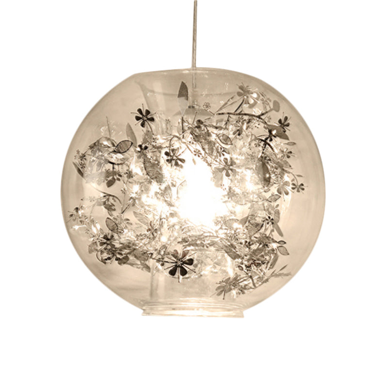 Shattered Leaves Pendant Lighting Modern Clear Glass 1 Light Silver/Gold Hanging Ceiling Lamp Clearhalo 'Ceiling Lights' 'Glass shade' 'Glass' 'Modern Pendants' 'Modern' 'Pendant Lights' 'Pendants' Lighting' 1207890