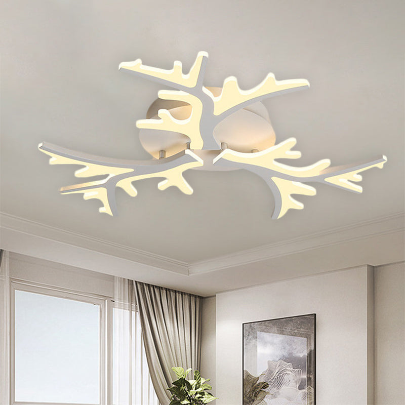 Branch Acrylic Flush Light Contemporary 3/5/9 Heads White Ceiling Mount Light Fixture in Warm/White/Natural Light Clearhalo 'Ceiling Lights' 'Close To Ceiling Lights' 'Close to ceiling' 'Semi-flushmount' Lighting' 1207902