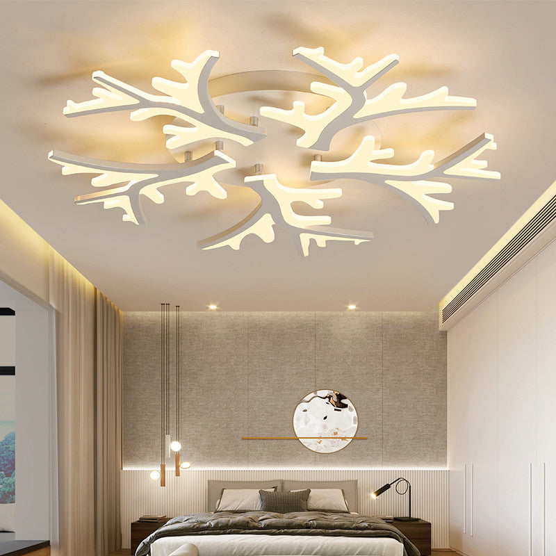 Branch Acrylic Flush Light Contemporary 3/5/9 Heads White Ceiling Mount Light Fixture in Warm/White/Natural Light 5 White Clearhalo 'Ceiling Lights' 'Close To Ceiling Lights' 'Close to ceiling' 'Semi-flushmount' Lighting' 1207906