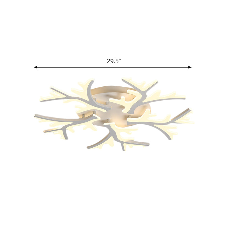 Branch Acrylic Flush Light Contemporary 3/5/9 Heads White Ceiling Mount Light Fixture in Warm/White/Natural Light Clearhalo 'Ceiling Lights' 'Close To Ceiling Lights' 'Close to ceiling' 'Semi-flushmount' Lighting' 1207910