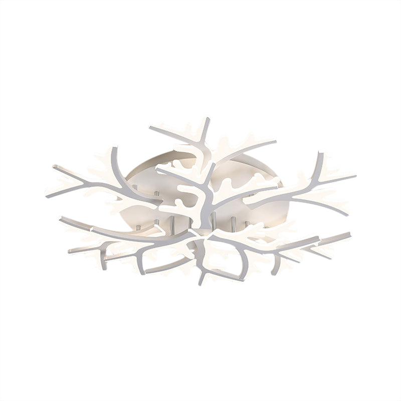 Branch Acrylic Flush Light Contemporary 3/5/9 Heads White Ceiling Mount Light Fixture in Warm/White/Natural Light Clearhalo 'Ceiling Lights' 'Close To Ceiling Lights' 'Close to ceiling' 'Semi-flushmount' Lighting' 1207914