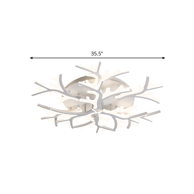 Branch Acrylic Flush Light Contemporary 3/5/9 Heads White Ceiling Mount Light Fixture in Warm/White/Natural Light Clearhalo 'Ceiling Lights' 'Close To Ceiling Lights' 'Close to ceiling' 'Semi-flushmount' Lighting' 1207915