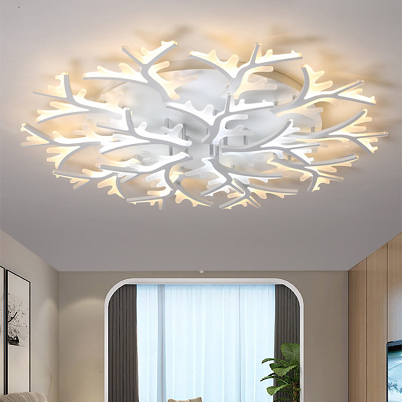 Branch Acrylic Flush Light Contemporary 3/5/9 Heads White Ceiling Mount Light Fixture in Warm/White/Natural Light Clearhalo 'Ceiling Lights' 'Close To Ceiling Lights' 'Close to ceiling' 'Semi-flushmount' Lighting' 1207923