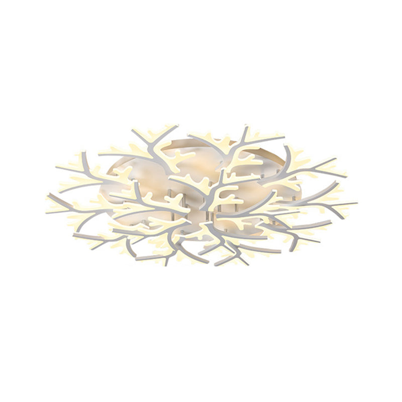 Branch Acrylic Flush Light Contemporary 3/5/9 Heads White Ceiling Mount Light Fixture in Warm/White/Natural Light Clearhalo 'Ceiling Lights' 'Close To Ceiling Lights' 'Close to ceiling' 'Semi-flushmount' Lighting' 1207924