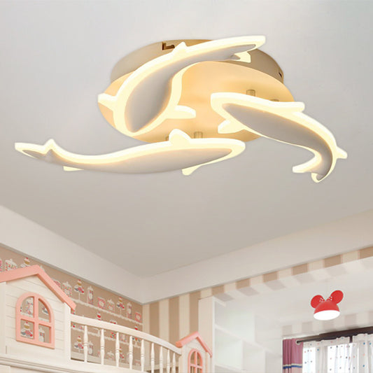 Acrylic Fishes LED Flush Mount Light Fixture Modern 3/5/9 Lights Ceiling Mounted Lighting in Warm/White/Natural Light 3 White Clearhalo 'Ceiling Lights' 'Close To Ceiling Lights' 'Close to ceiling' 'Semi-flushmount' Lighting' 1207926