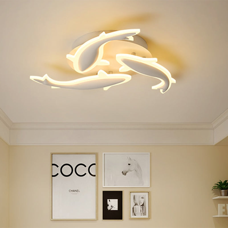 Acrylic Fishes LED Flush Mount Light Fixture Modern 3/5/9 Lights Ceiling Mounted Lighting in Warm/White/Natural Light Clearhalo 'Ceiling Lights' 'Close To Ceiling Lights' 'Close to ceiling' 'Semi-flushmount' Lighting' 1207927