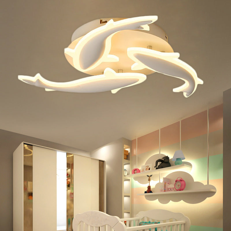 Acrylic Fishes LED Flush Mount Light Fixture Modern 3/5/9 Lights Ceiling Mounted Lighting in Warm/White/Natural Light Clearhalo 'Ceiling Lights' 'Close To Ceiling Lights' 'Close to ceiling' 'Semi-flushmount' Lighting' 1207928