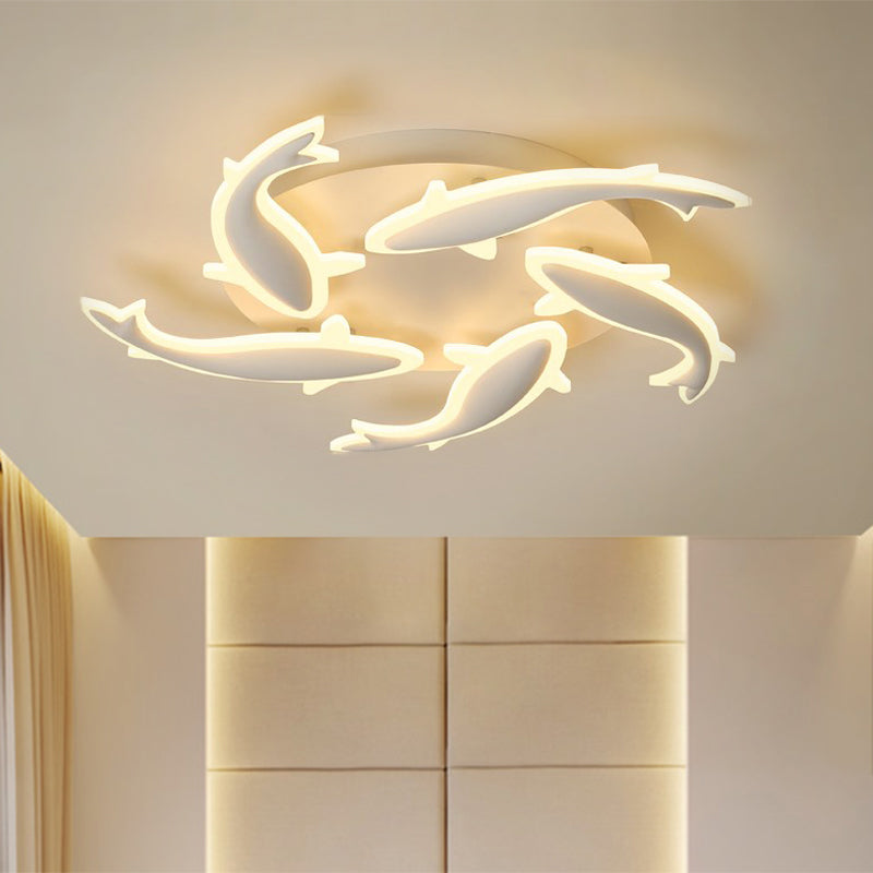 Acrylic Fishes LED Flush Mount Light Fixture Modern 3/5/9 Lights Ceiling Mounted Lighting in Warm/White/Natural Light Clearhalo 'Ceiling Lights' 'Close To Ceiling Lights' 'Close to ceiling' 'Semi-flushmount' Lighting' 1207932