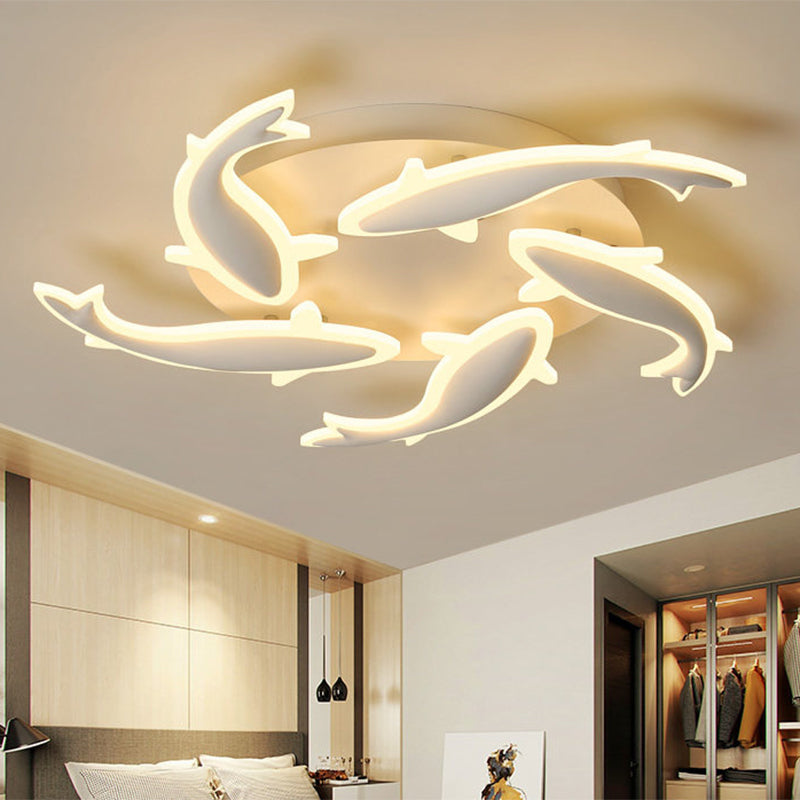 Acrylic Fishes LED Flush Mount Light Fixture Modern 3/5/9 Lights Ceiling Mounted Lighting in Warm/White/Natural Light Clearhalo 'Ceiling Lights' 'Close To Ceiling Lights' 'Close to ceiling' 'Semi-flushmount' Lighting' 1207933