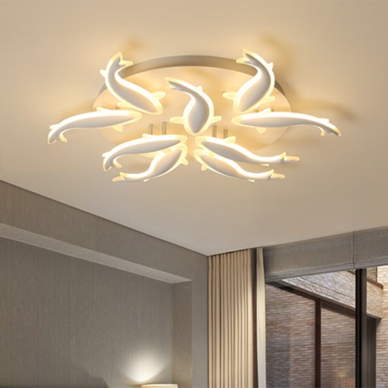 Acrylic Fishes LED Flush Mount Light Fixture Modern 3/5/9 Lights Ceiling Mounted Lighting in Warm/White/Natural Light Clearhalo 'Ceiling Lights' 'Close To Ceiling Lights' 'Close to ceiling' 'Semi-flushmount' Lighting' 1207937