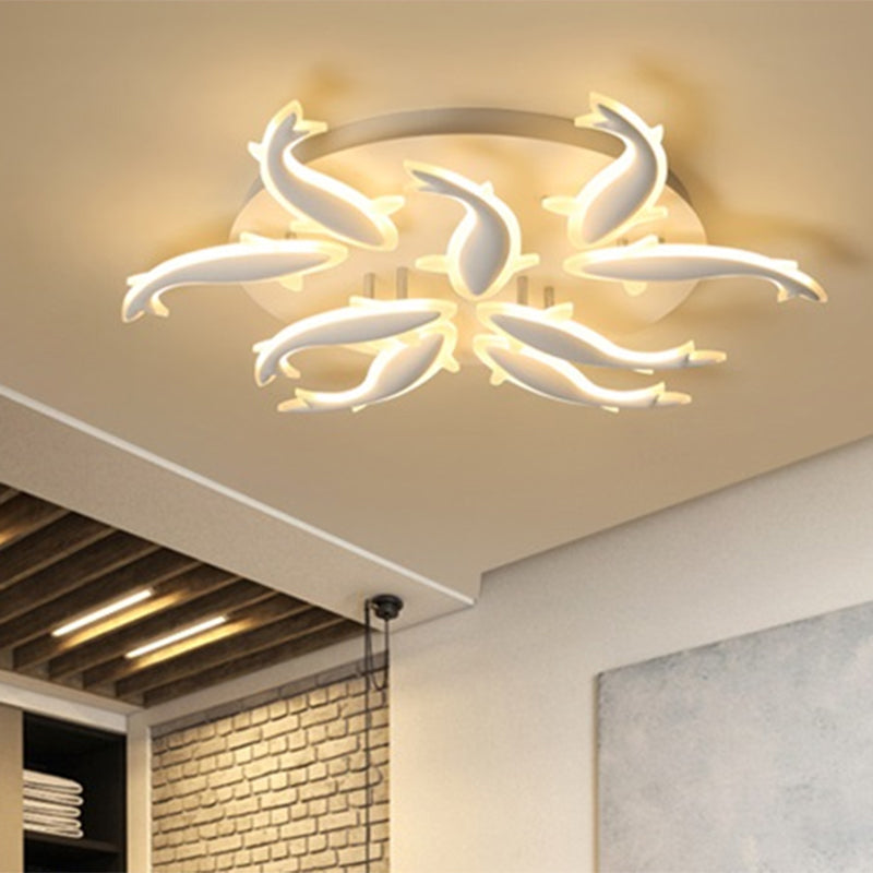 Acrylic Fishes LED Flush Mount Light Fixture Modern 3/5/9 Lights Ceiling Mounted Lighting in Warm/White/Natural Light Clearhalo 'Ceiling Lights' 'Close To Ceiling Lights' 'Close to ceiling' 'Semi-flushmount' Lighting' 1207938