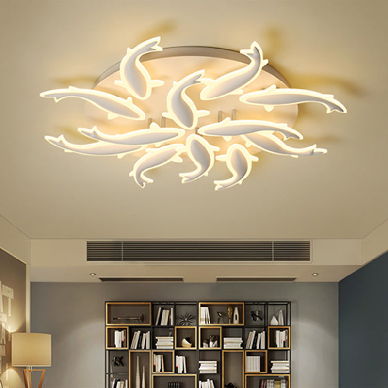 Acrylic Fishes LED Flush Mount Light Fixture Modern 3/5/9 Lights Ceiling Mounted Lighting in Warm/White/Natural Light Clearhalo 'Ceiling Lights' 'Close To Ceiling Lights' 'Close to ceiling' 'Semi-flushmount' Lighting' 1207942