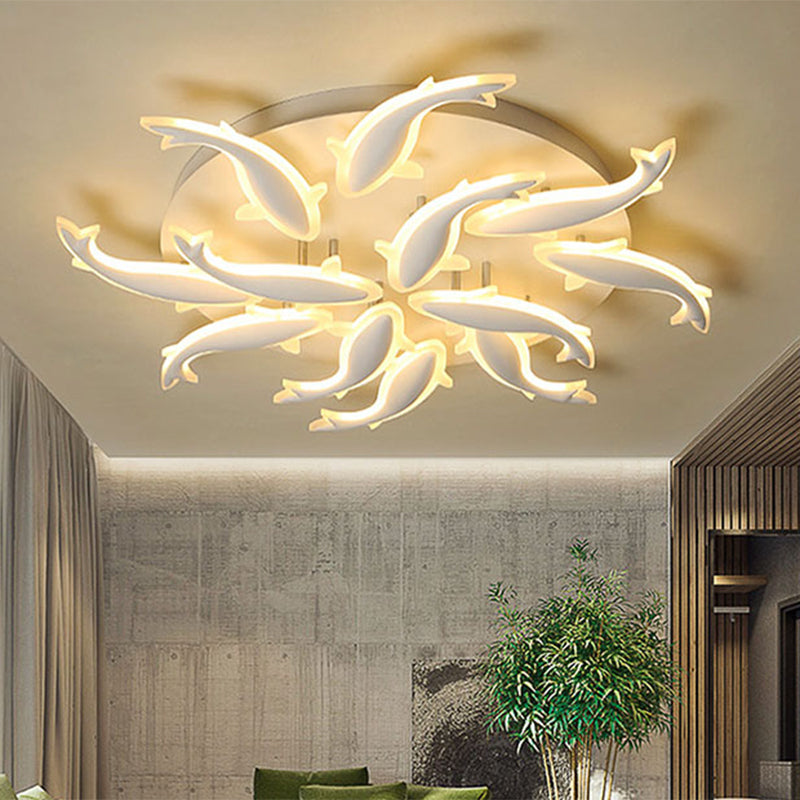 Acrylic Fishes LED Flush Mount Light Fixture Modern 3/5/9 Lights Ceiling Mounted Lighting in Warm/White/Natural Light Clearhalo 'Ceiling Lights' 'Close To Ceiling Lights' 'Close to ceiling' 'Semi-flushmount' Lighting' 1207943